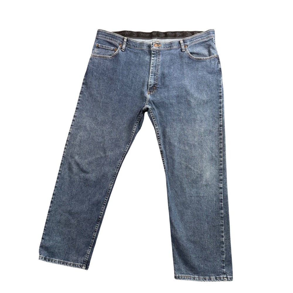 Wrangler Regular Fit Jeans Mens 43x28 (42x29) Comfort Stretch Denim Medium Wash